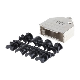 1 pcs - Amphenol ICC 8655MH Series Die Cast Zinc D Sub Backshell, 15 Way, Strain Relief