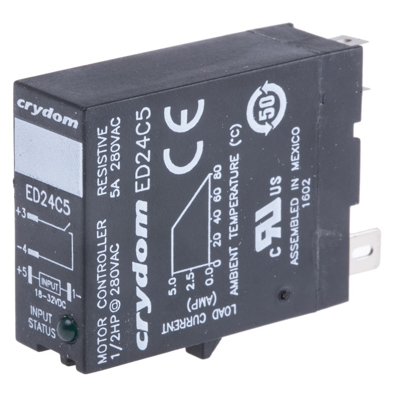 1 pcs - Sensata / Crydom ED Series Solid State Relay, 5 A Load, DIN Rail Mount, 280 V rms Load, 32 V dc Control
