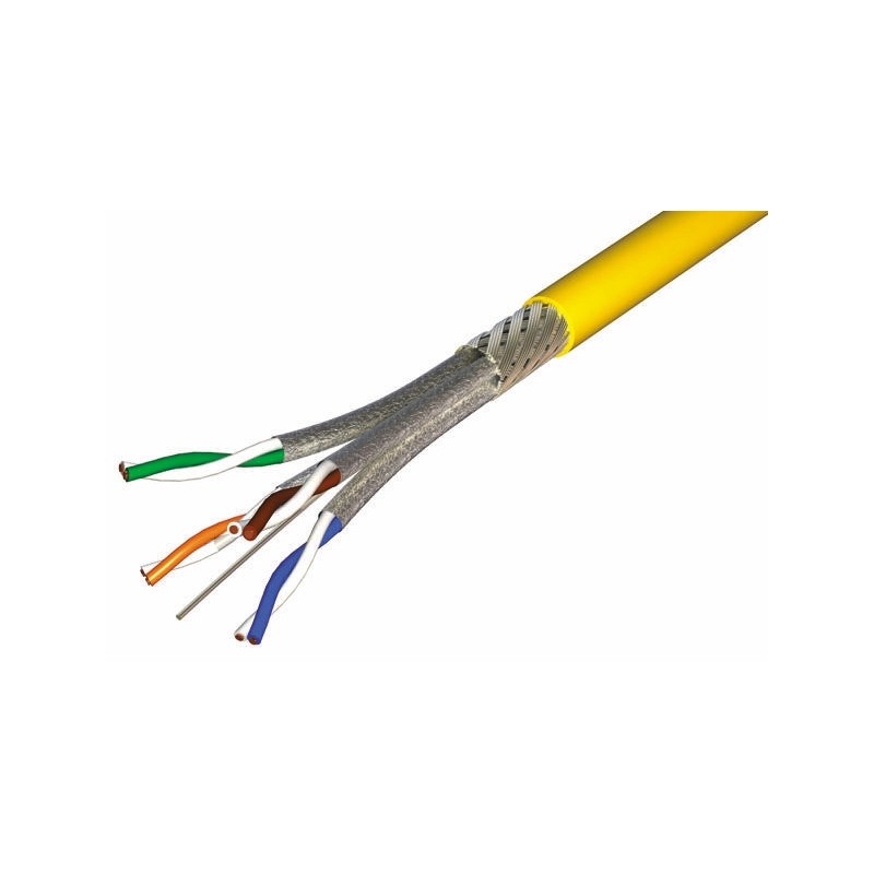 1 Reel of 100 M - CAE Cat7a Ethernet Cable, S/FTP, Yellow LSZH Sheath, 100m, Flame Retardant, Low Smoke Zero Halogen (LSZH)