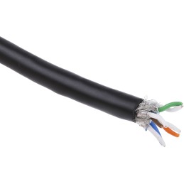 1 Reel of 100 M - RS PRO Cat7 Ethernet Cable, SF/FTP, Black PVC Sheath, 100m