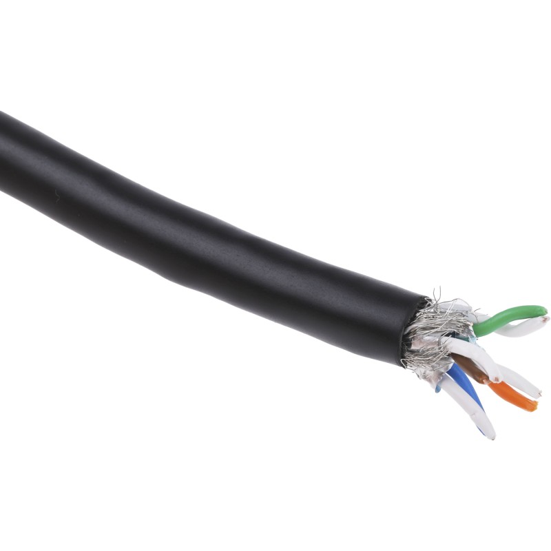 1 Reel of 100 M - RS PRO Cat7 Ethernet Cable, SF/FTP, Black PVC Sheath, 100m