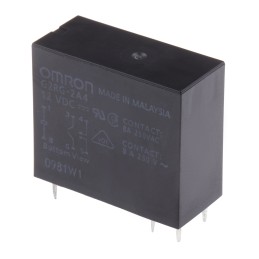 1 pcs - Omron PCB Mount Power Relay, 12V dc Coil, 8A Switching Current, DPST