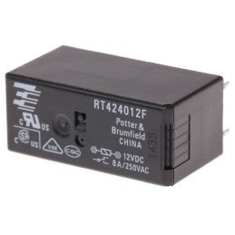 1 pcs - TE Connectivity PCB Mount Power Relay, 12V dc Coil, 8A Switching Current, DPDT
