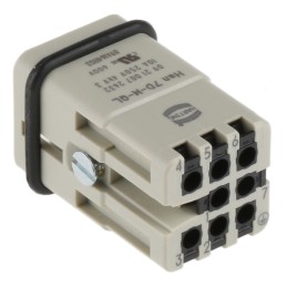 1 pcs - HARTING Heavy Duty Power Connector Insert, 10A, Male, Han D Series, 8 Contacts