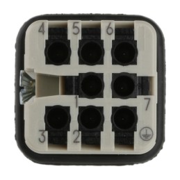 1 pcs - HARTING Heavy Duty Power Connector Insert, 10A, Male, Han D Series, 8 Contacts