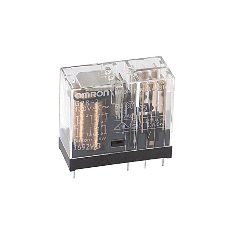 1 pcs - Omron PCB Mount Power Relay, 110V ac Coil, 5A Switching Current, DPDT