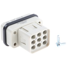 1 pcs - HARTING Heavy Duty Power Connector Insert, 16A, Male, Han Q Series, 9 Contacts