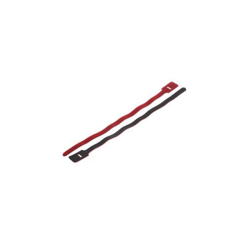 10 pcs - RS PRO Cable Tie, Hook and Loop, 325mm x 25 mm, Red Nylon