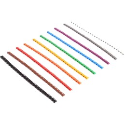 1 Bag of 250 - RS PRO Clip On Cable Markers, Black, Brown, Green, Grey, Orange, Red, Violet, White, Yellow, Pre-printed '0 - 9'