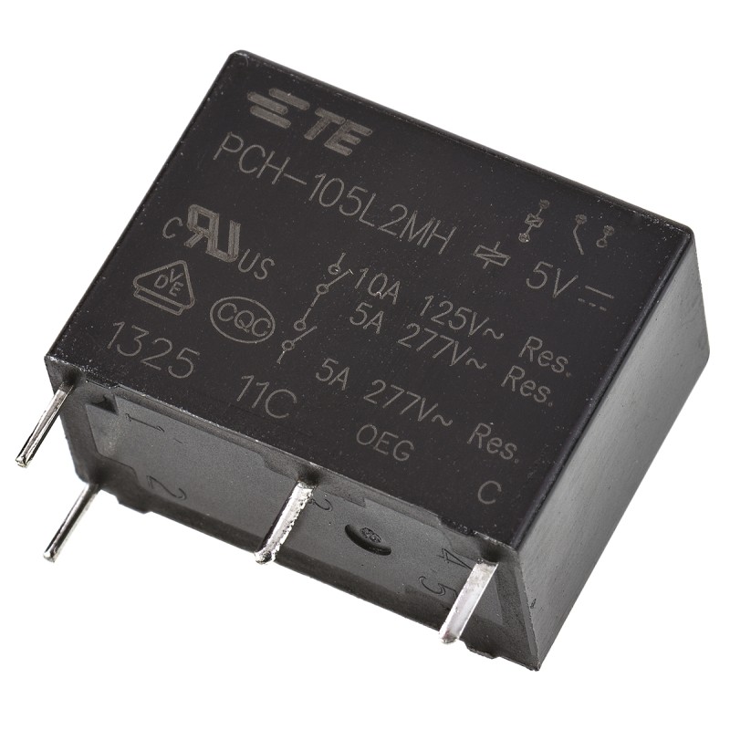 1 pcs - TE Connectivity PCB Mount Power Relay, 5V dc Coil, 5A Switching Current, SPST