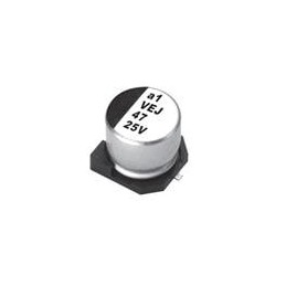10 pcs : VEJ101M1ETR-0607 - Aluminium Electrolytic Capacitors - SMD 25V 100uF 20% Tol 6.3x7.7