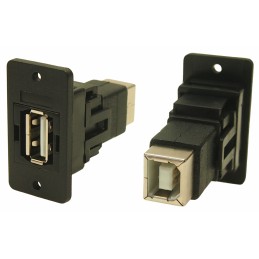1 pcs - RS PRO Straight, Panel Mount, Socket to Socket Type A to B 2.0 USB Connector