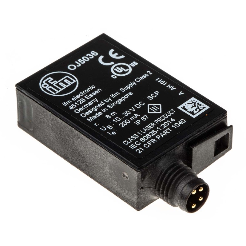 1 pcs - ifm electronic Retroreflective Photoelectric Sensor, Block Sensor, 8 m Detection Range
