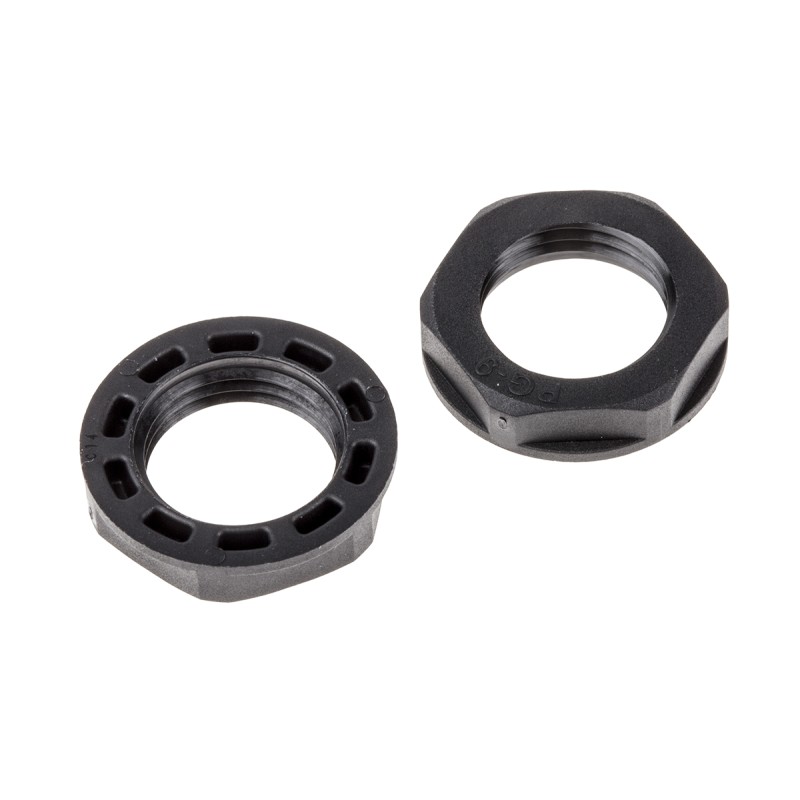 25 pcs - RS PRO Black Nylon 66 Cable Gland Locknut, PG9 Thread, IP68