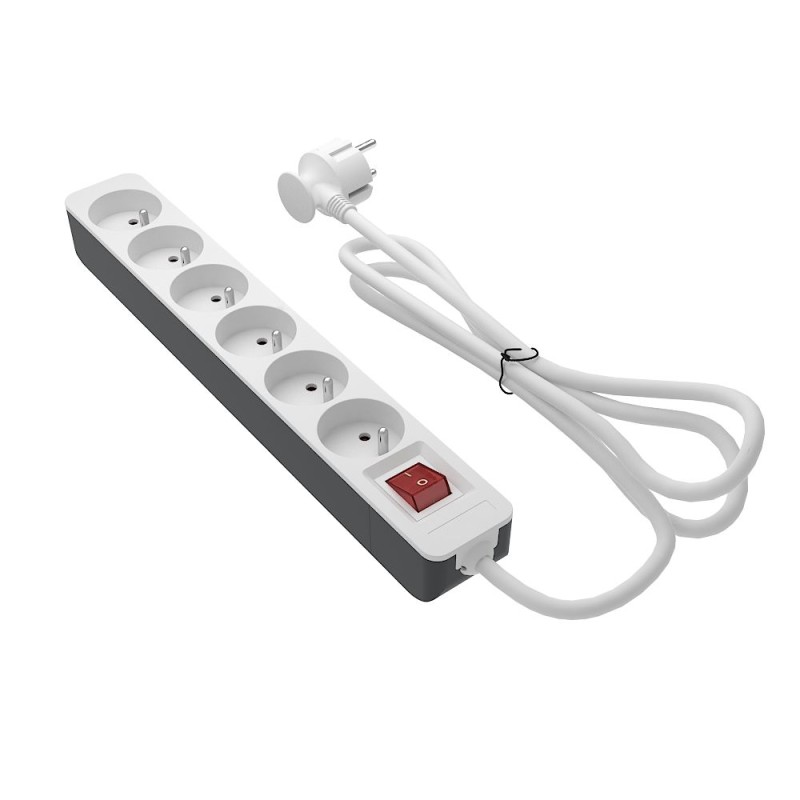 1 pcs - RS PRO 1.5m 6 Socket Type E - French Trailing Socket, 250 V, IP20