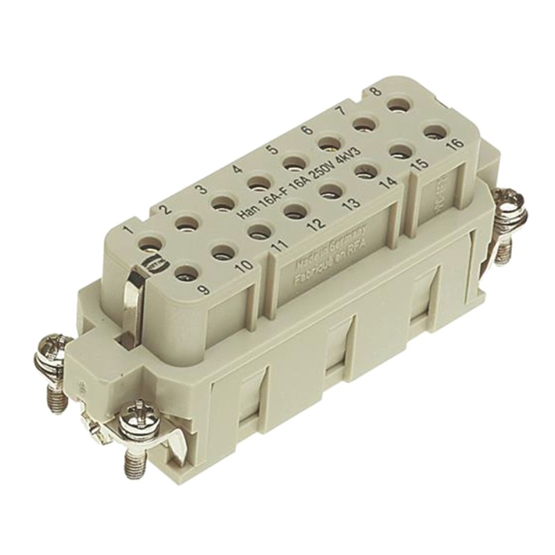 1 pcs - HARTING Heavy Duty Power Connector Insert, 16A, Male, Han E Series, 10 Contacts