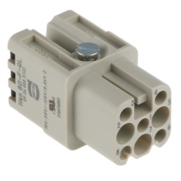 1 pcs - HARTING Heavy Duty Power Connector Insert, 10A, Female, Han D Series, 8 Contacts