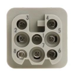 1 pcs - HARTING Heavy Duty Power Connector Insert, 10A, Female, Han D Series, 8 Contacts