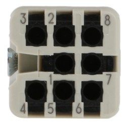 1 pcs - HARTING Heavy Duty Power Connector Insert, 10A, Female, Han D Series, 8 Contacts