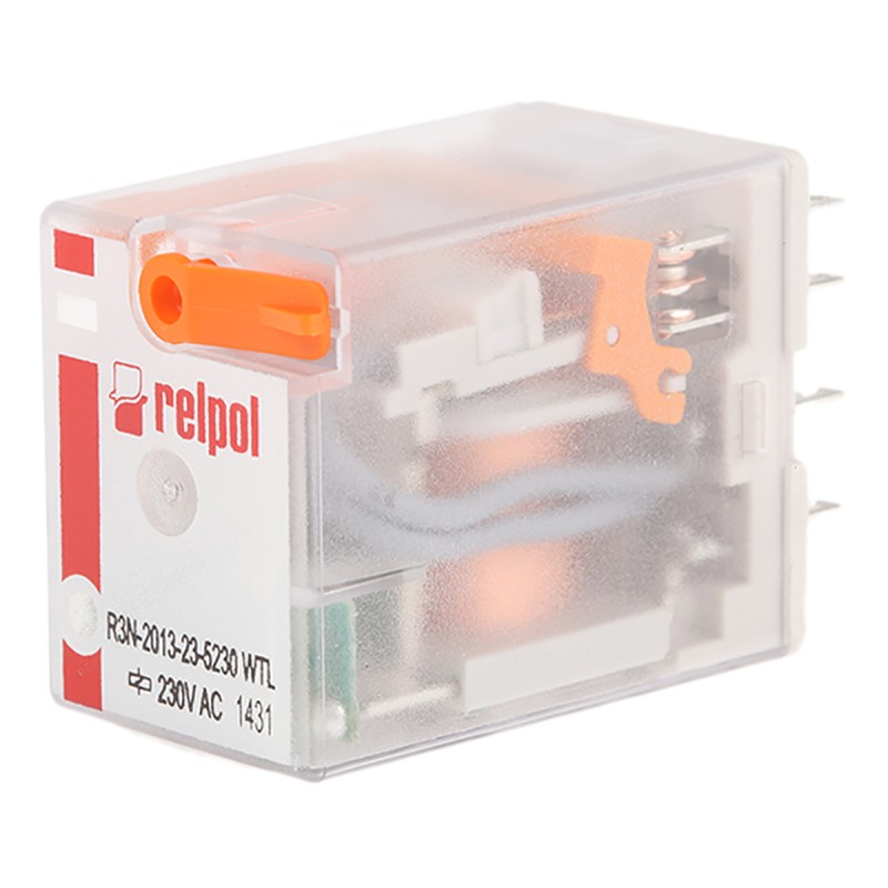 1 pcs - Relpol Plug In Power Relay, 230V ac Coil, 10A Switching Current, 3PDT