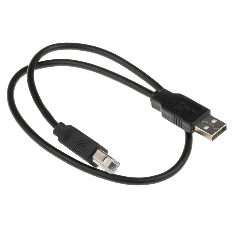 1 pcs - RS PRO USB 2.0 Cable, Male USB A to Male USB B Cable, 0.5m
