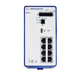 1 pcs - Hirschmann BOBCAT Series DIN Rail Mount Ethernet Switch, 8 RJ45 Ports, 1000 - 2500Mbit/s Transmission, 12 - 24V dc