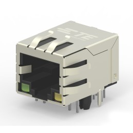 1 pcs - TE Connectivity 2031994 Series Female RJ45 Connector, PCB Mount, Cat6, Nickel Plated Brass Shield