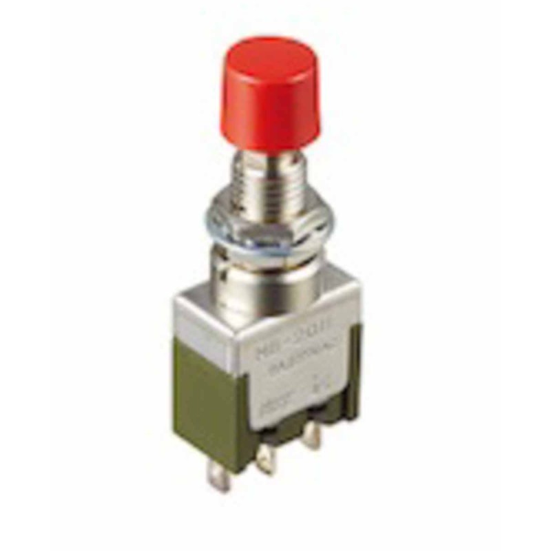 1 pcs - NKK Switches Miniature Push Button Switch, (On)-(On), Panel Mount, SPDT, 28V, IP67