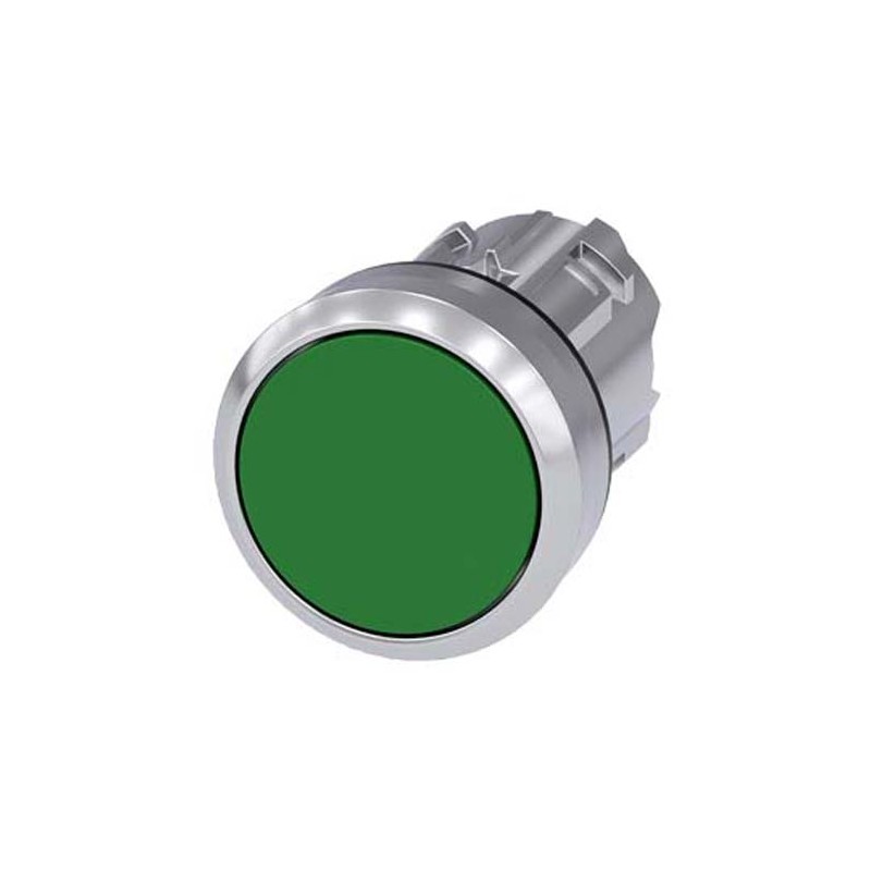 1 pcs - Siemens SIRIUS ACT Series Green Latching Push Button, 22mm Cutout, IP66, IP67, IP69K