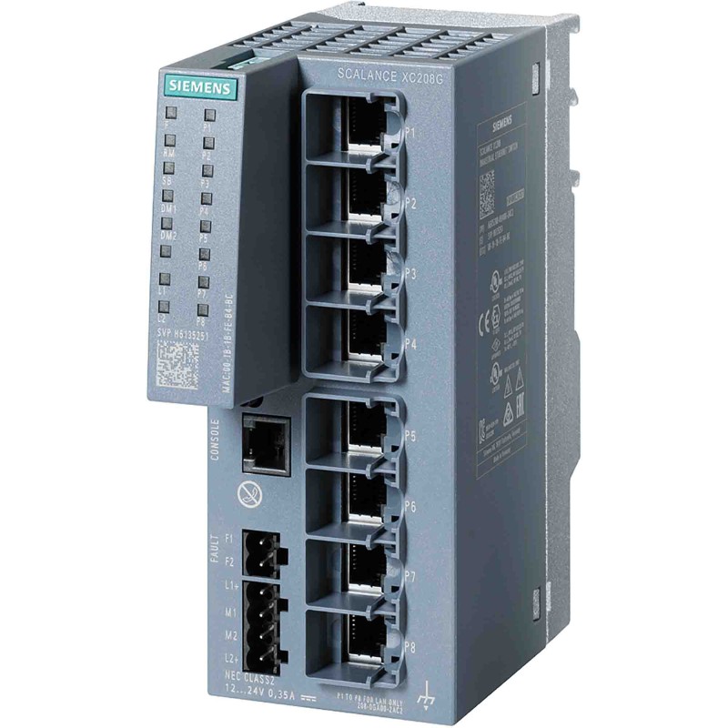 1 pcs - Siemens DIN Rail, Wall Ethernet Switch, 8 RJ45 Ports, 10/100/1000Mbit/s Transmission, 24V dc