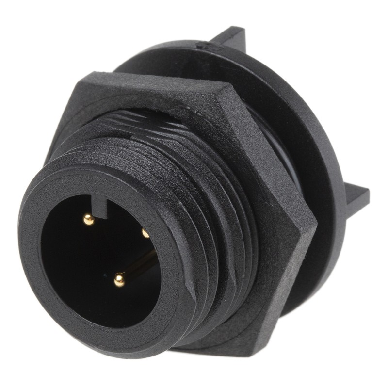 1 pcs - Bulgin Circular Connector, 3 Contacts, PCB Mount, Miniature Connector, Plug, Male, IP68, Buccaneer 400 Series