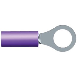 1 pcs - TE Connectivity, PIDG Insulated Ring Terminal, M4 Stud Size, 0.4mm² to 0.65mm² Wire Size, Purple