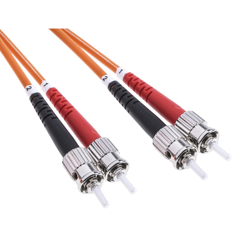 1 pcs - RS PRO ST to ST Duplex Multi Mode OM1 Fibre Optic Cable, 62.5/125μm, Orange, 5m