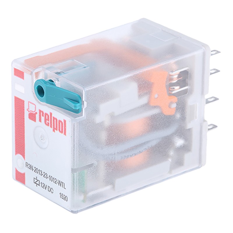 1 pcs - Relpol Plug In Power Relay, 12V dc Coil, 10A Switching Current, 3PDT