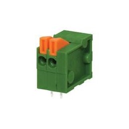 10 pcs : TBL003-254-02GR-2OR - Fixed Terminal Blocks Terminal block, screwless, 2.54, horizontal, 2 poles, green w orange tab