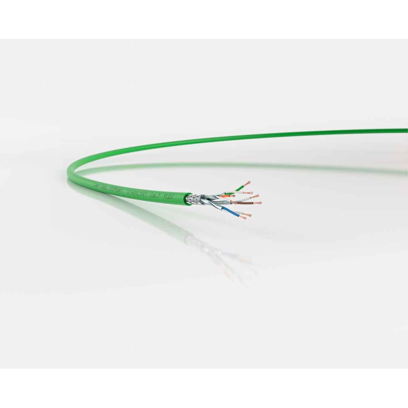 1 Reel of 50 M - Lapp Cat7 Ethernet Cable, SF/FTP, Green PUR Sheath, 50m