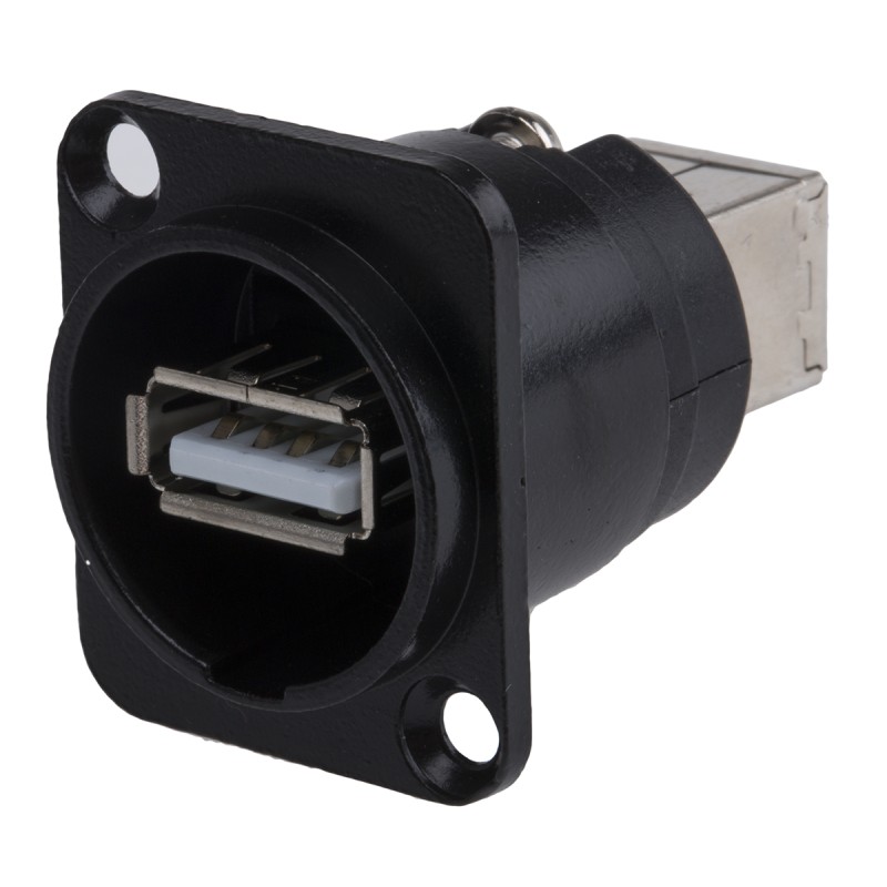 1 pcs - RS PRO Straight, Panel Mount, Socket Type A to B 2.0 USB Connector