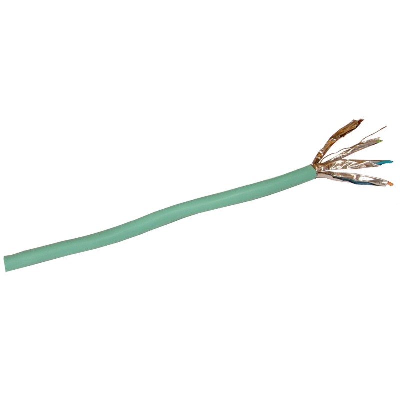 1 Reel of 500 M - Decelect Cat6a Ethernet Cable, Aluminium/Mylar Tape, Green, 500m