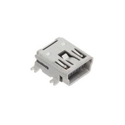 10 pcs : USB2066-05-RBHM-15-STB-00-00-A - USB Connectors Mini B Skt, 5P, Top-SMT, 9.2 Length, R/A, 15u', No Peg, T&R