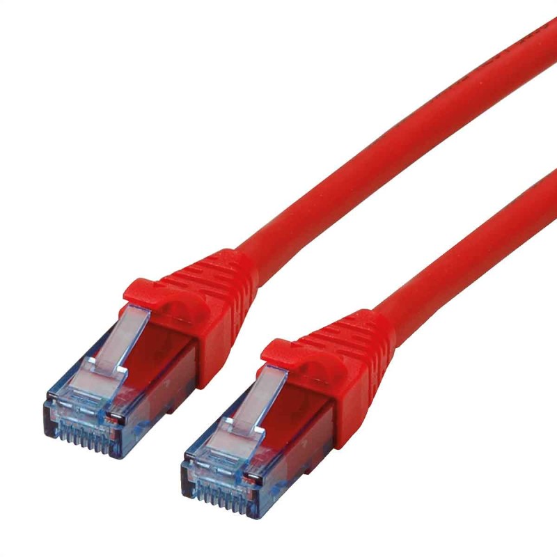 1 pcs - Roline Cat6a Male RJ45 to Male RJ45 Ethernet Cable, U/UTP, Red LSZH Sheath, 3m, Low Smoke Zero Halogen (LSZH)