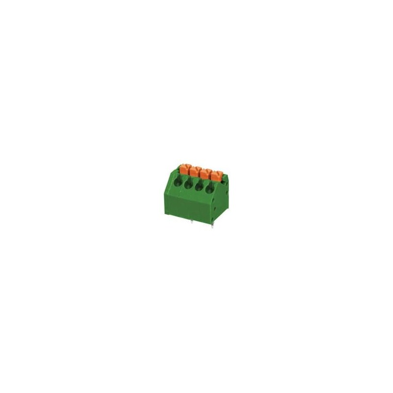 10 pcs : TBL002A-350-04GR-2OR - Fixed Terminal Blocks Terminal block, screwless, 3.50, 45, 4 poles, green w orange tab