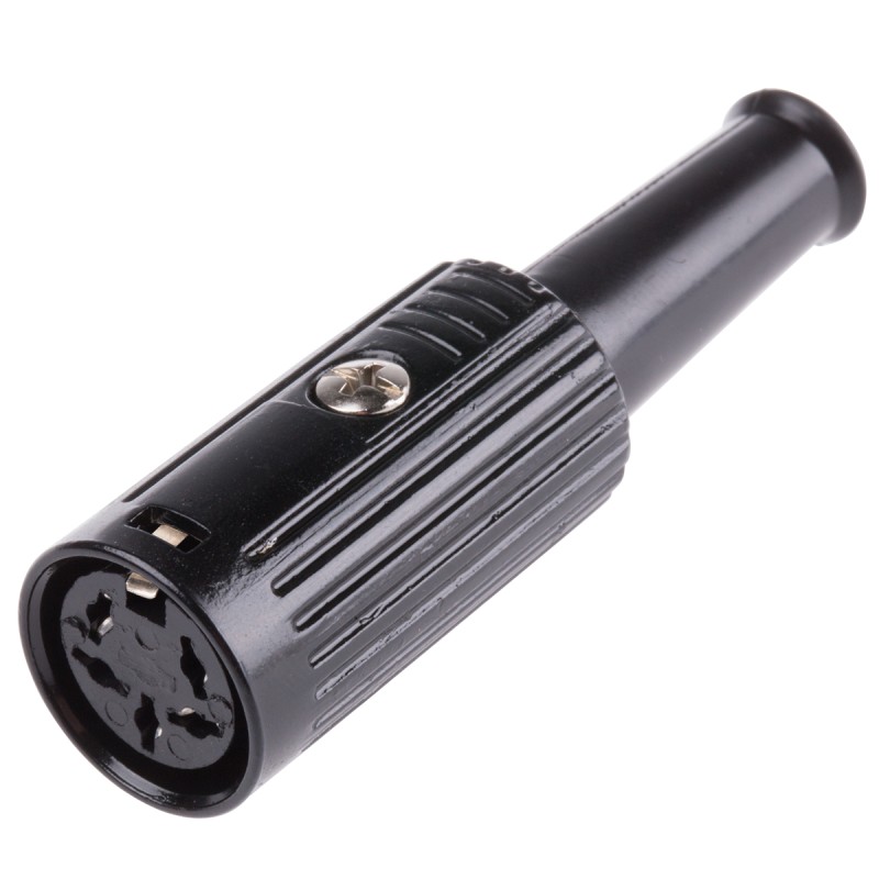 1 pcs - RS PRO 5 Pole Din Socket, 1A, 100 V ac, Push Lock, Female, Cable Mount