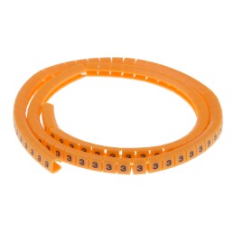 1 Reel of 100 - RS PRO Snap On Cable Markers, Black on Orange, Pre-printed '3', 3 - 3.4mm Cable