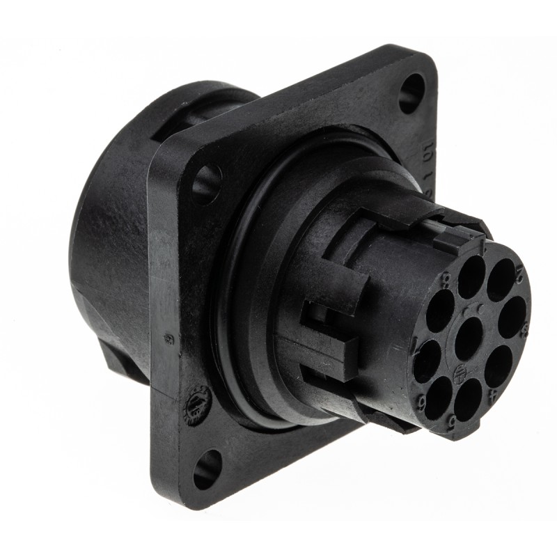 1 pcs - Amphenol Industrial Circular Connector, 9 Contacts, Panel Mount, Socket, Male, IP65, C 16-3 Series