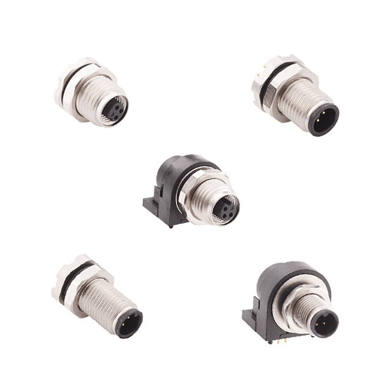 1 pcs - Norcomp Circular Connector, 4 Contacts, Panel Mount, M5 Connector, Socket, Female, IP67, IP68, M5 Series