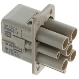 1 pcs - HARTING Heavy Duty Power Connector Insert, 40A, Female, Han Q Series, 7 Contacts