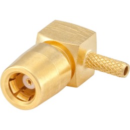 1 pcs - Rosenberger, jack Cable Mount SMB Connector, 50Ω, Crimp, Solder Termination, Right Angle Body