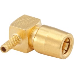 1 pcs - Rosenberger, jack Cable Mount SMB Connector, 50Ω, Crimp, Solder Termination, Right Angle Body