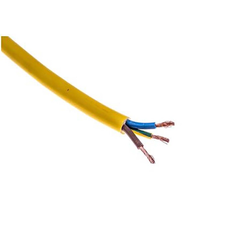 1 Reel of 100 M - RS PRO 3 Core Power Cable, 2.5 mm², 100m, Yellow PVC Sheath, Arctic Grade, 300/500 V