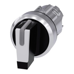 1 pcs - Siemens SIRIUS ACT Series 3 Position Selector Switch Head, 22mm Cutout, Black/White Handle